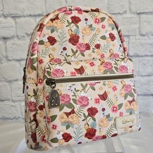 Loungefly Beauty and the Beast Characters Floral Mini Backpack Disney Bag New